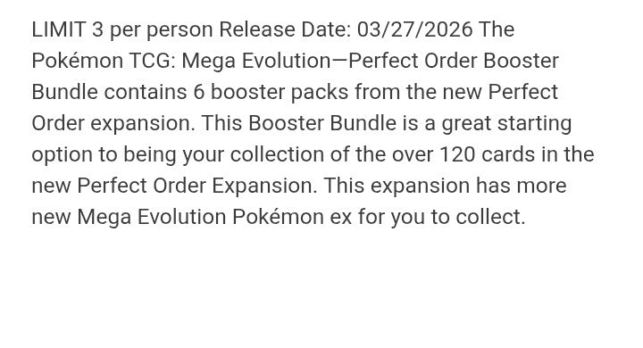 Pokemon TCG Mega Evolution - Perfect Order ME03 Booster Bundle
