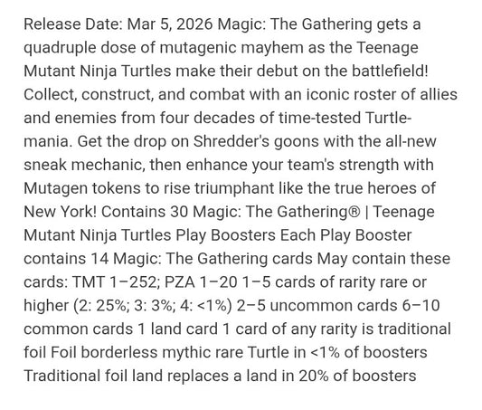MTG - Magic The Gathering Teenage Mutant Ninja Turtles Play Booster Box