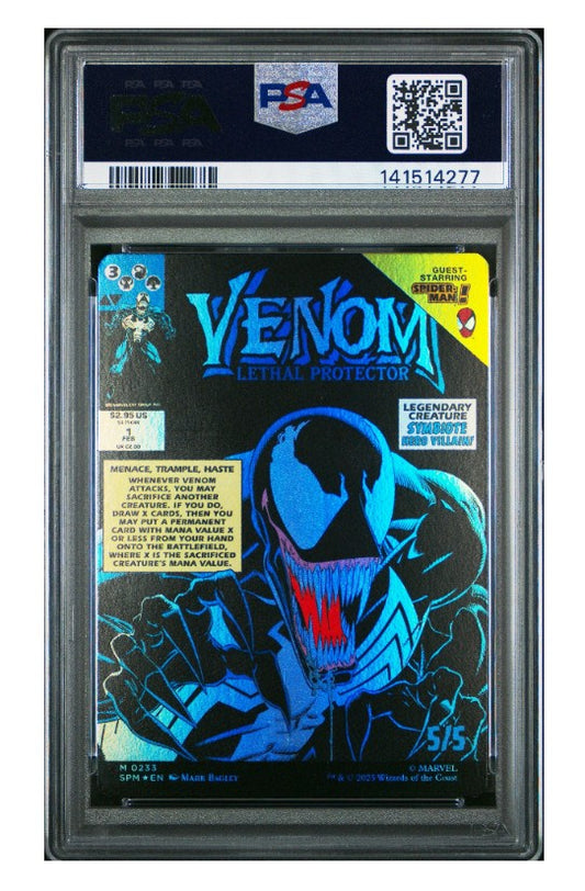 2025 Magic The Gathering Marvel's Spider-Man 0233 Eddie Brock/Venom, Lethal Protector Classic Comic Borderless - Foil PSA 10