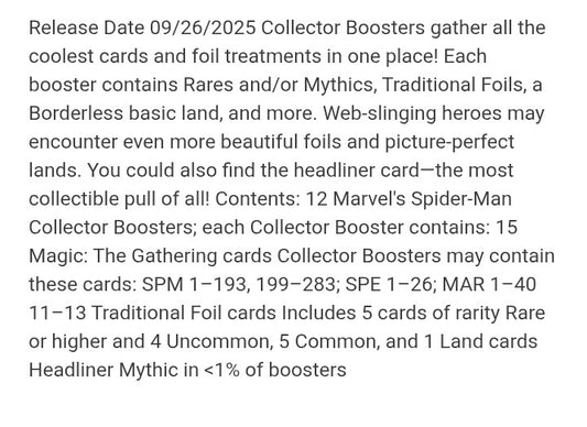 MTG - Magic The Gathering Marvel's Spider-Man Collector Booster Display