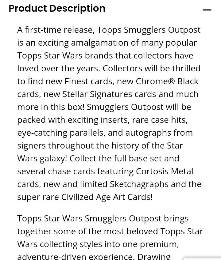 2025 Star Wars Smugglers Outpost Traders Hobby Box