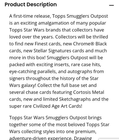 2025 Star Wars Smugglers Outpost Traders Hobby Box
