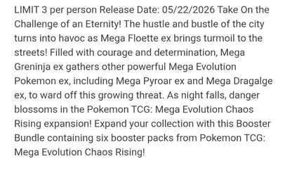 Pokemon TCG Mega Evolution - Chaos Rising ME04 Booster Bundle