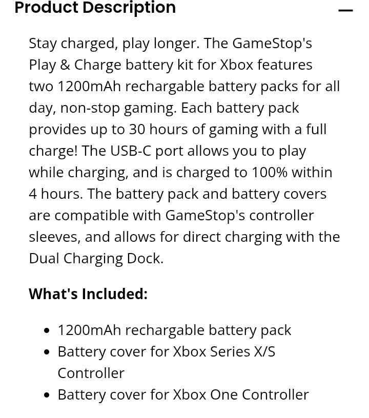 Play and Charge Kit for Xbox Series X/S and Xbox One - GameStop Brand