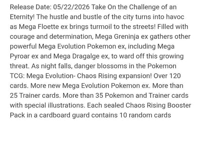 Pokemon TCG Mega Evolution - Chaos Rising ME04 Sleeved Booster Pack