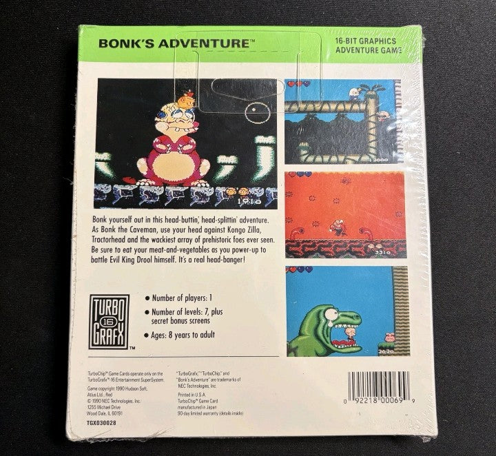 Bonks Adventure - NEW SEALED - Turbo Grafx 16