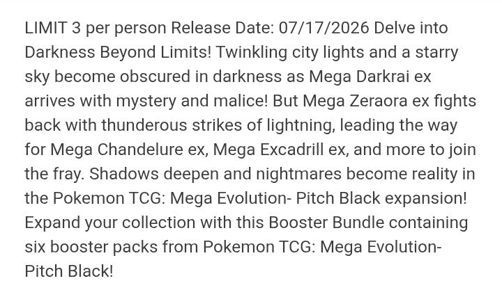 Pokemon TCG Mega Evolution - Pitch Black ME05 Booster Bundle