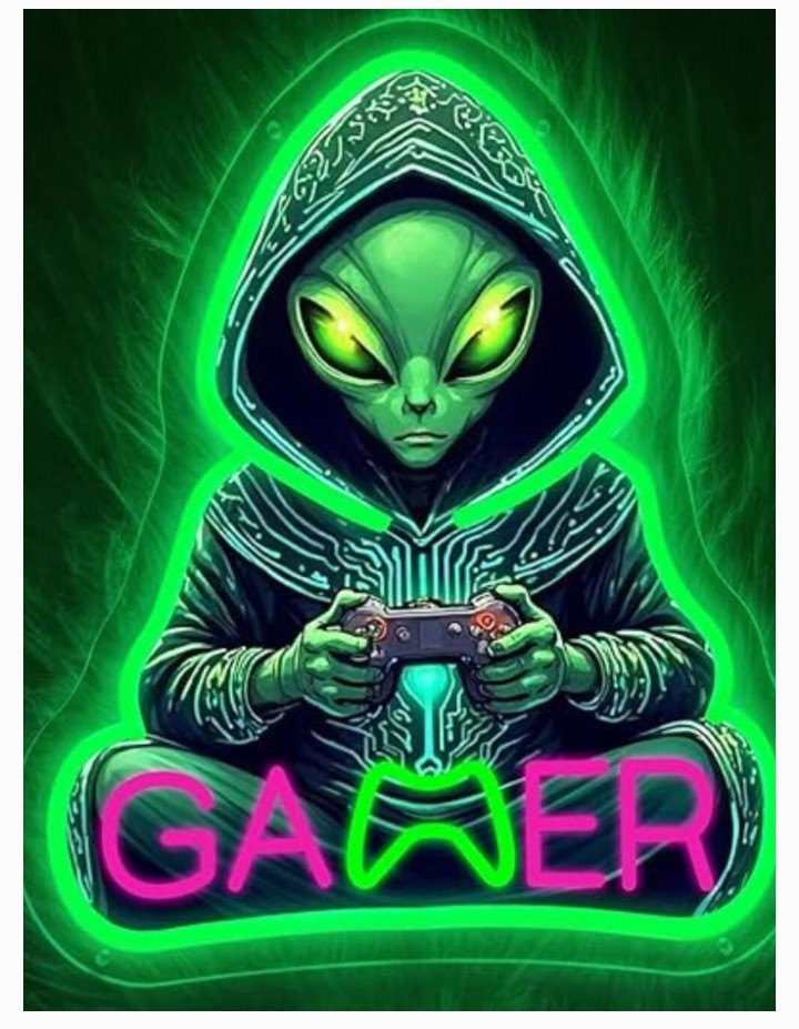 Gamer Alien Neon Wall Sign