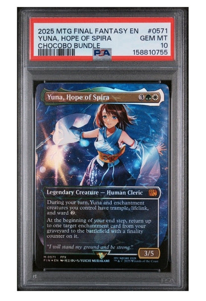 2025 Magic The Gathering Final Fantasy 0571 Yuna, Hope of Spira Chocobo Bundle PSA 10 - MTG