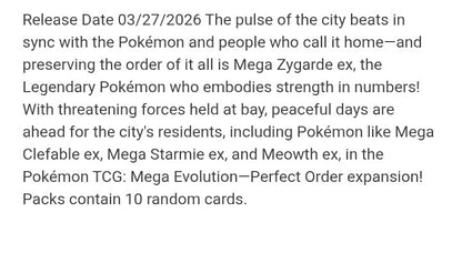 Pokemon TCG Mega Evolution - Perfect Order ME03 Booster Pack