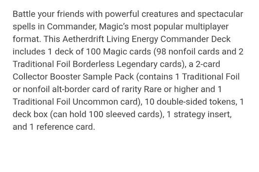 Magic The Gathering Aetherdrift Commander Deck - Living Energy - MTG