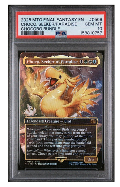 2025 Magic The Gathering Final Fantasy 0569 Choco, Seeker of Paradise Chocobo Bundle PSA 10 - MTG